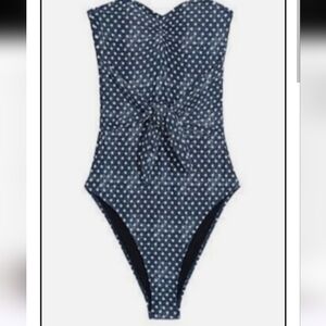 WeWoreWhat Capri Blue Star Strapless Tie Waist Swimsuit